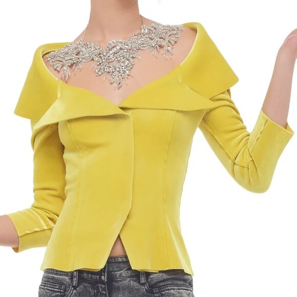 Norma Kamali Buttermilk Off Shoulder SB Jacket, XXS